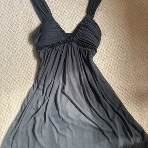 City Triangles Charcoal Chemise with Beaded Detail